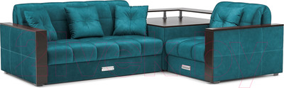 Диван угловой Mebel-Ars Прага (бархат сине-зеленый Star Velvet 43 Black Green)
