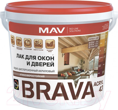 Лак MAV Brava ВД-АК-1043 (20л, полуматовый)