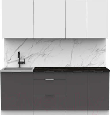 Кухонный гарнитур Интермебель Микс Топ-5 2.0м (белый премиум/графит серый/тунис)