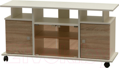 Тумба Олмеко Виста-13 (белый/дуб сонома светлый/стекло тонированное)