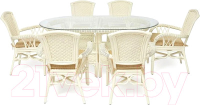 Комплект садовой мебели Tetchair Andrea Grand (белый/ткань рубчик/кремовый)