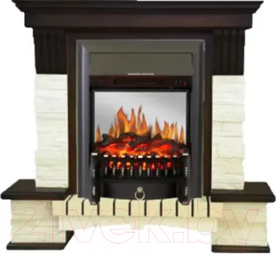 Каминокомплект Смолком Stone Montebello Corner + Fobos-s Lux BL LT (темный орех)
