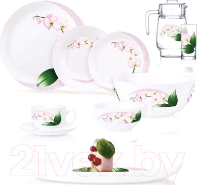 Набор столовой посуды Luminarc Дивали Пинк Орхидея P9939 (46пр)