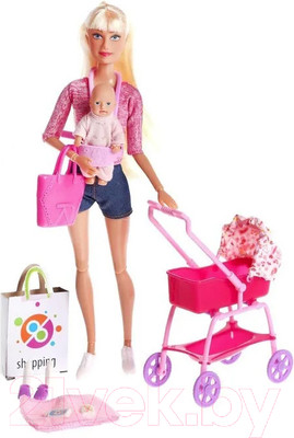 Набор кукол Defa Молодая мама с пупсом с аксессуарами Lucy / 7878698 (розовый)