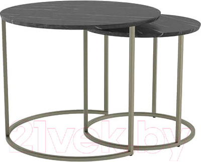 Комплект журнальных столиков Калифорния мебель Лесли (черный мрамор/титан)