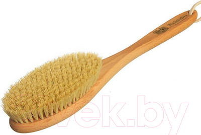 Щетка для тела Kristaller На ручке для сухого массажа   (175 пучков, натуральное волокно тампико)