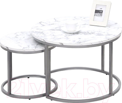 Комплект журнальных столиков Halmar Paola / V-CH-PAOLA-LAW-SREBRNY (мрамор/серебристый)