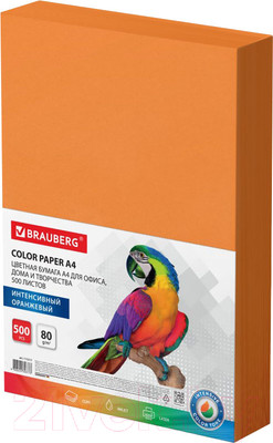 Бумага Brauberg А4 80г/м2 / 115217 (500л, оранжевый)