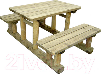 Скамья-стол садовая Массив-Древ С присоединенными скамьями 1200x1700xН750