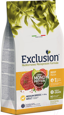 Сухой корм для собак Exclusion Monoprotein Beef Noble Grain для средних пород / NGABM12 (12кг)