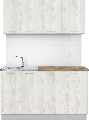 Кухонный гарнитур Артём-Мебель Оля СН-114 без стекла ДСП 1.6м (сосна лофт белая)