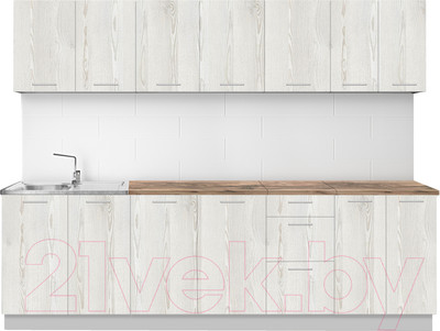 Кухонный гарнитур Артём-Мебель Оля СН-114 без стекла ДСП 2.6м (сосна лофт белая)