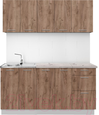 Кухонный гарнитур Артём-Мебель Оля СН-114 без стекла ДСП 1.6м (дуб крафт табачный)