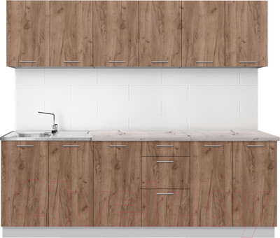 Кухонный гарнитур Артём-Мебель Оля СН-114 без стекла ДСП 2.4м (дуб крафт табачный)