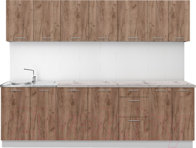 Кухонный гарнитур Артём-Мебель Оля СН-114 без стекла ДСП 2.6м (дуб крафт табачный)