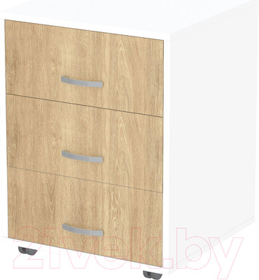 Тумба Seven Dreams SD-250 выкатная 3 ящика (белый/дуб сонома)