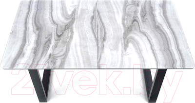 Обеденный стол Halmar Marley 160-200x90x76 (белый мрамор/серый/черный)