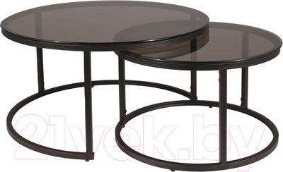 Комплект журнальных столиков Signal Ferrante E (дымчатый/черный матовый)