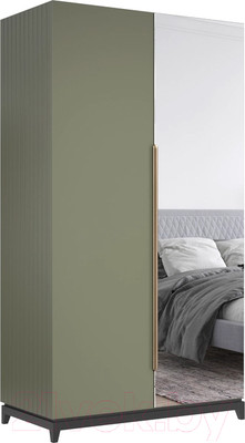 Шкаф Алери Ричмонд с зеркалом двухдверный (грей/черно-серый)