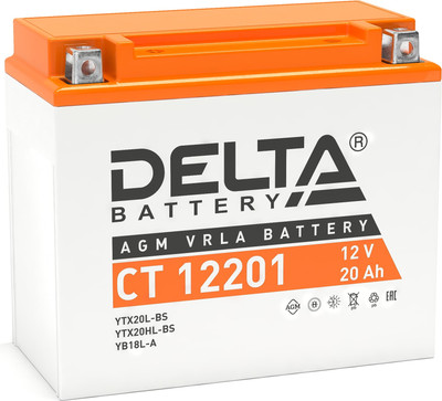 Мотоаккумулятор DELTA AGM СТ 12201 YTX20L-BS / YTX20HL-BS / YB16L-B / YB18L-A (20 А/ч)