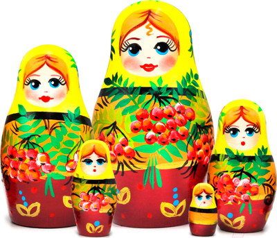 Матрешка сувенирная Брестская Фабрика Сувениров Ручной работы с ветками рябины / 5067