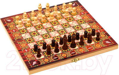 Набор настольных игр Sima-Land 3 в 1 Узоры: нарды, шашки, шахматы / 1267615