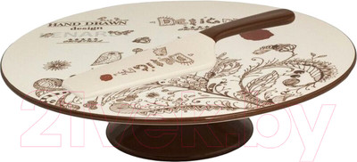 Блюдо для торта Lenardi Птичий дворик 110397 (с лопаткой)