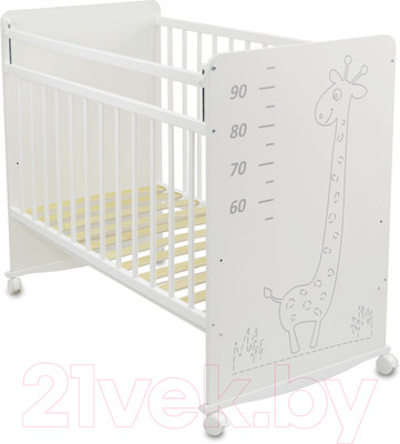 Детская кроватка СКВ 4 Жираф / 405001 (белый)