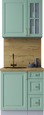 Кухонный гарнитур Интерлиния Мила Шато 0.8А (мята/мята/дуб бунратти)
