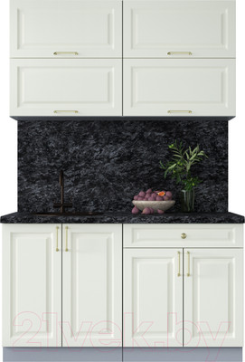 Кухонный гарнитур Интерлиния Мила Шато 1.4Б (белый/белый/кастилло темный)