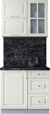 Кухонный гарнитур Интерлиния Мила Шато 0.9Б (белый/белый/кастилло темный)