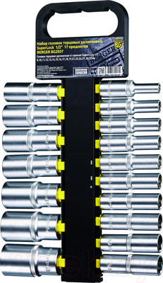 Набор головок слесарных BERGER SuperLock удлиненных 1/2" 8-32мм / BG2037 (17 предметов)