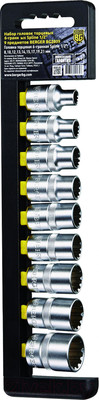Набор головок слесарных BERGER Spline 1/2" 8-21мм / BG2039 (9 предметов)