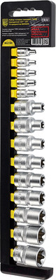 Набор головок слесарных BERGER Звездочка 1/4" (E4-E8) И 1/2" (E10-E24) / BG2165 (14 предметов)