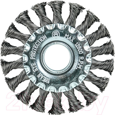 Щетка для электроинструмента BERGER Дисковая витая 100мм посадка 22.23мм / BG1736 (оцинкованная сталь 0.5мм)