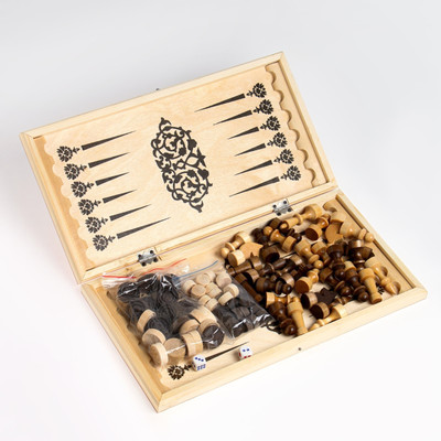 Набор настольных игр Sima-Land 3 в 1 нарды, шахматы, шашки, доска / 7802376