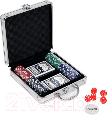 Набор для покера Sima-Land Карты 2 колоды, фишки 100шт / 269187