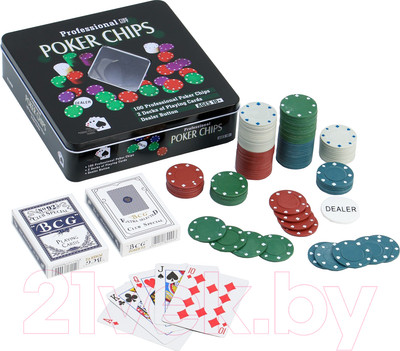 Набор для покера Sima-Land Карты 2 колоды, фишки 100шт / 411282