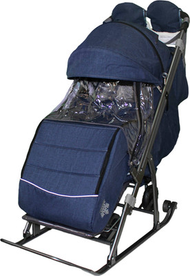 Санки-коляска GalaXy Kids 3-3С (джинс/темно-синий)