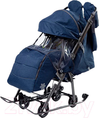Санки-коляска GalaXy Kids 3-3С (джинс/темно-синий)