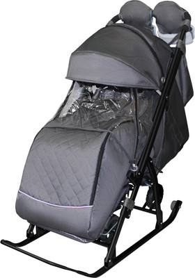 Санки-коляска GalaXy Kids 3-2Т (серебро крупный ромб)