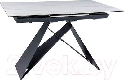 Обеденный стол Signal Westin SC раздвижной 120x160/80/76 (белый мрамор/черный матовый)