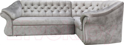 Диван угловой Bobrovmebel Арго 2(Н) раскладной (микровелюр симпл 30 светло-серый)