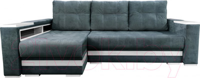 Диван угловой Bobrovmebel Влада 8/2тнц левый ТНЦ + полка и пенал (микровелюр симпл 54 серый)