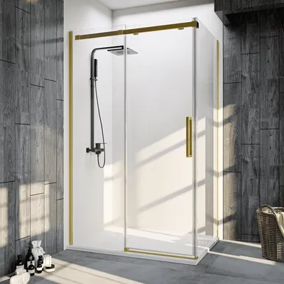 Душевой уголок Veconi 120x80 / RV070G-12080-01-C4 (стекло прозрачное/брашированное золото)