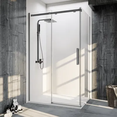 Душевой уголок Veconi 120x80x195 / RV070GR-12080-01-C4 (стекло прозрачное/брашированный графит)