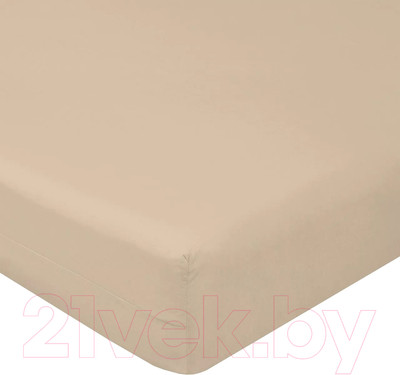 Простыня Luxsonia Поплин на резинке 200x200 / Мр0040-5 (бежевый)
