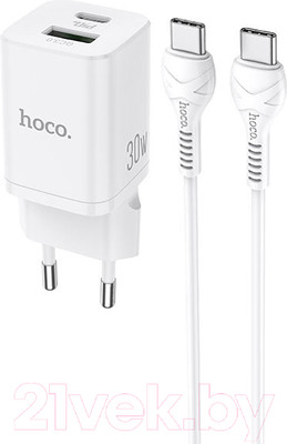Зарядное устройство сетевое Hoco N13 PD30W+QC3.0 USB Type-C-Type-C (белый)