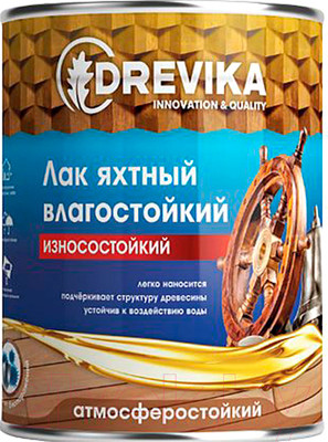 Лак яхтный Drevika Алкидный (800мл, глянцевый)