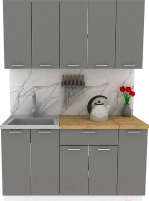 Кухонный гарнитур Eligard Lion 1.5 (дымчатый алмаз/дуб бунратти)